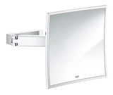 Lusterko kosmetyczne Grohe Selection Cube w chromie, z 3-krotnym powiększeniem i montażem ściennym z ukrytym mocowaniem.