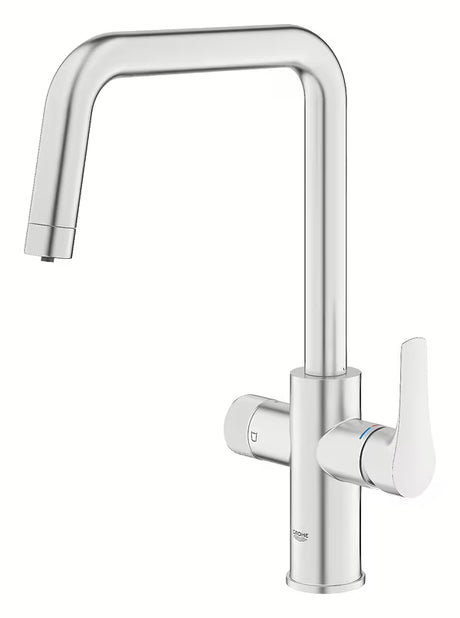 Bateria zlewozmywakowa Grohe Blue Pure 2022 z funkcją filtracji w wykończeniu supersteel