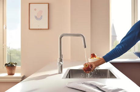 Bateria zlewozmywakowa Grohe Blue Pure 2022 z funkcją filtracji w wykończeniu supersteel