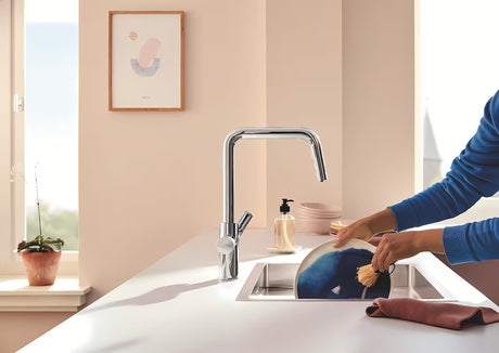 Chromowana bateria zlewozmywakowa Grohe Blue Pure 2022 z oddzielną dźwignią pro filtrowanej wody
