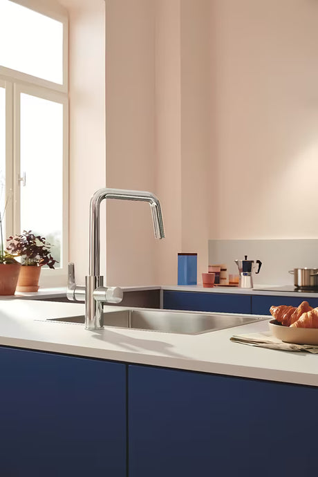 Chromowana bateria zlewozmywakowa Grohe Blue Pure 2022 z oddzielną dźwignią pro filtrowanej wody
