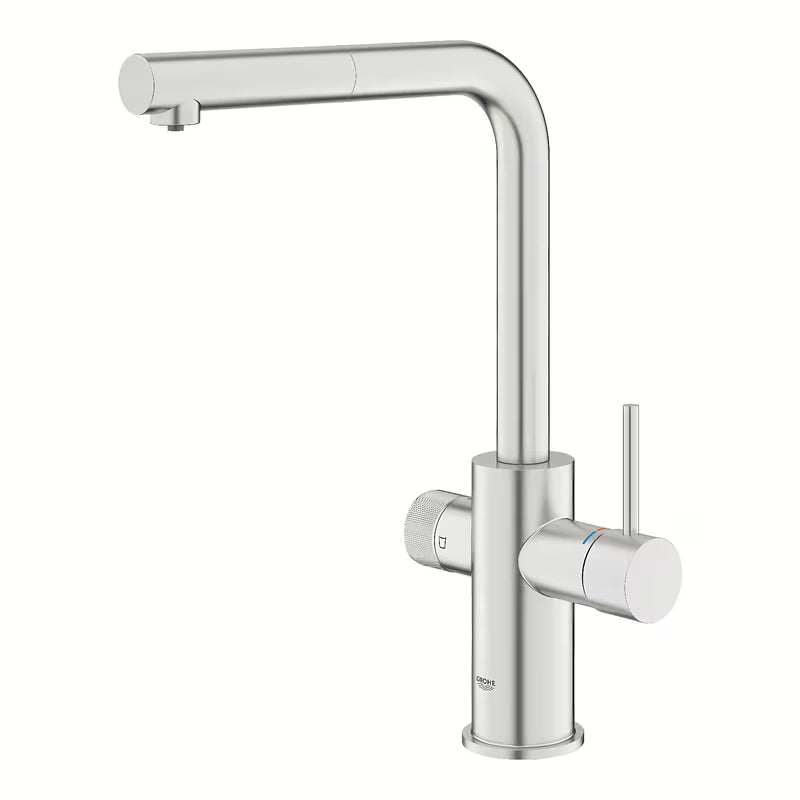 Grohe Blue Pure 2022 bateria zlewozmywakowa z funkcją filtracji w wykończeniu supersteel