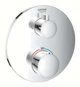 Podtynkowa termostatyczna bateria prysznicowa Grohe Grohtherm w wykończeniu chrom pro deszczownicę i słuchawkę prysznicową.