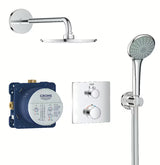 Podtynkowy zestaw prysznicowy Grohe Grohtherm Perfect w chromie z deszczownicą 210 mm i słuchawką prysznicową