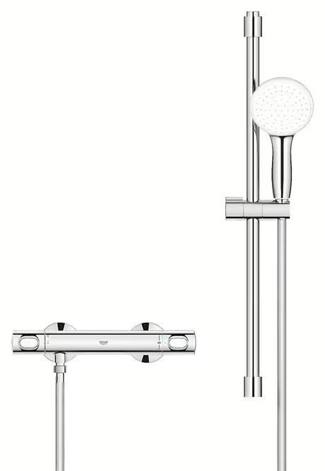 Grohe Grohtherm 500 termostatyczna bateria prysznicowa w chromie z zestawem prysznicowym z drążkiem