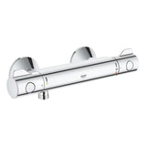 Chromowana termostatyczna bateria prysznicowa Grohe Grohtherm 800 pro do montażu ściennego.