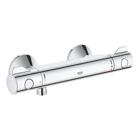 Chromowana termostatyczna bateria prysznicowa Grohe Grohtherm 800 pro do montażu ściennego.