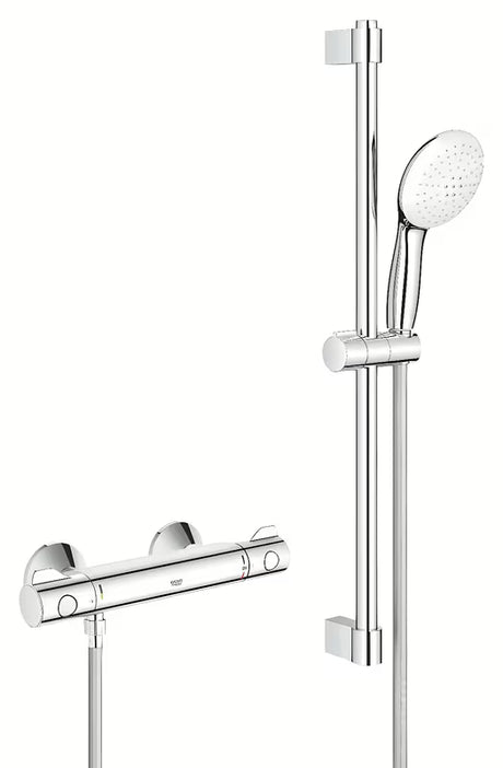 Grohe Grohtherm 800 termostatyczna bateria prysznicowa w chromie z zestawem prysznicowym z drążkiem
