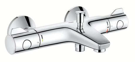 Termostatyczna ścienna bateria wannowa Grohe Grohtherm 800 w chromie z przełącznikiem wanna/prysznic.