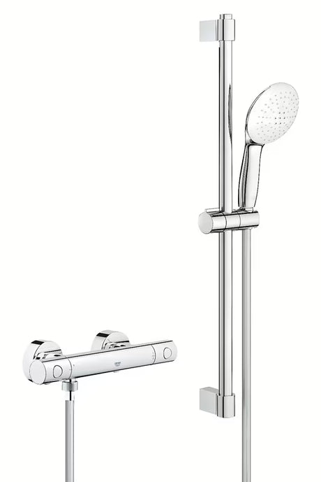 Grohe Grohtherm 800 Cosmopolitan termostatyczna bateria prysznicowa w chromie z zestawem prysznicowym z drążkiem