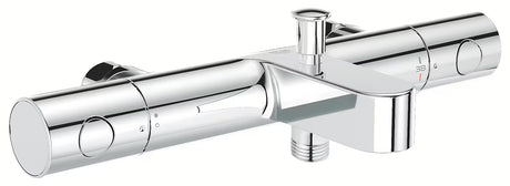 Chromowana termostatyczna ścienna bateria wannowa Grohe Grohtherm 800 Cosmopolitan pro do wanny i prysznica
