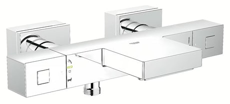 Chromowa termostatyczna bateria wannowa Grohe Grohtherm Cube z XL wylewką GROHE XL Waterfall pro do wanny i prysznica.