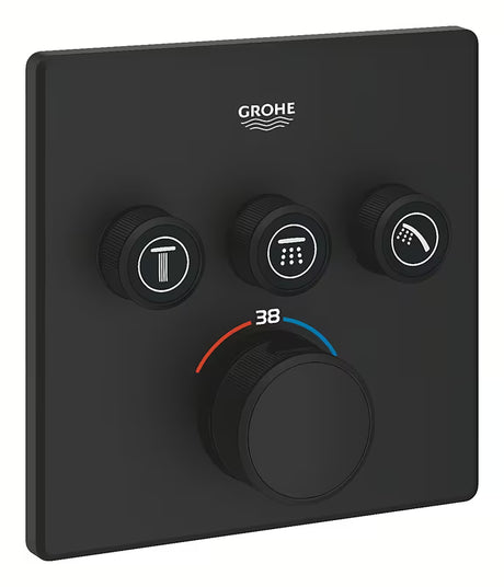 Podtynkowa termostatyczna bateria prysznicowa Grohe Grohtherm smartcontrol w wykończeniu phantom black