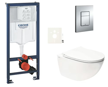 Zestaw WC podtynkowy SAT Infinitio w kolorze białym z modułem instalacyjnym Grohe Rapid SL i przyciskiem Even