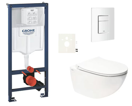 Zestaw WC podtynkowy SAT Infinitio z systemem podtynkowym Grohe Rapid SL, przyciskiem Skate Cosmopolitan i deską soft Close