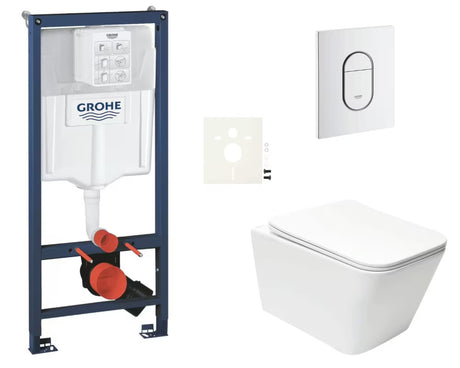 Zestaw WC podtynkowy SAT Infinitio z systemem instalacyjnym Grohe Rapid SL i przyciskiem spłukującym Arena Cosmopolitan