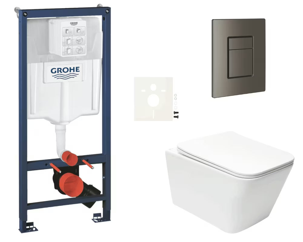 Zestaw WC podtynkowy SAT Infinitio z systemem instalacyjnym Grohe Rapid SL, zbiornikiem i przyciskiem spłukującym