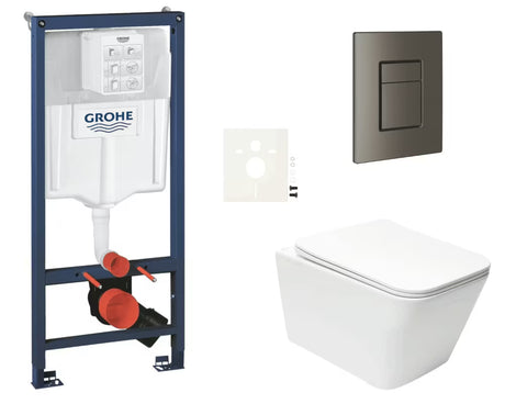 Zestaw WC podtynkowy SAT Infinitio z systemem instalacyjnym Grohe Rapid SL, zbiornikiem i przyciskiem spłukującym
