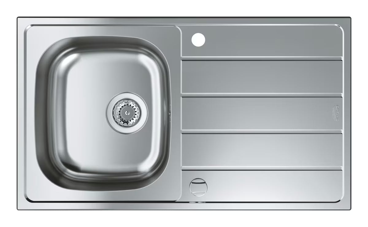 Stalowy zlewozmywak  Grohe K200 z ociekaczem pro montaż na blat roboczy, satynowe wykończenie
