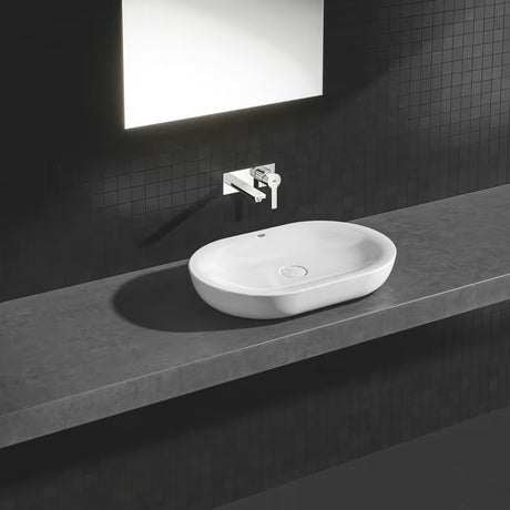 Chromowana podtynkowa bateria umywalkowa Grohe Lineare pro do montażu ściennego z dźwignią