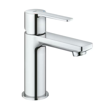 Chromowana jednouchwytowa stojąca bateria umywalkowa Grohe Lineare z klik-klak