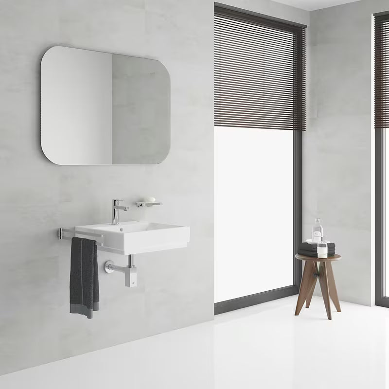 Chromowana jednouchwytowa stojąca bateria umywalkowa Grohe Lineare z klik-klak