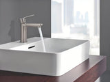 Bateria umywalkowa jednouchwytowa Grohe Lineare w wykończeniu supersteel z klik-klak i z krótką wylewką