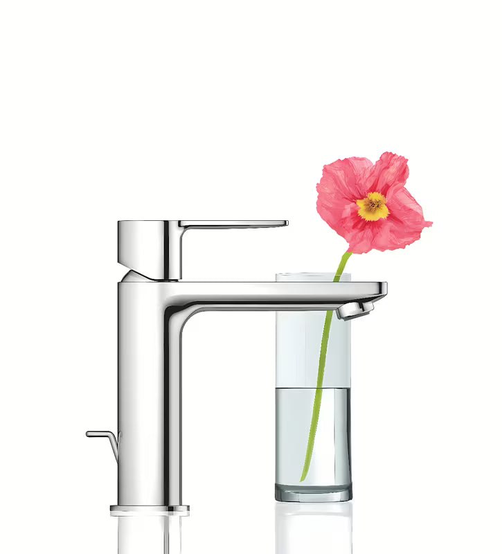 Chromowana jednouchwytowa bateria umywalkowa Grohe Lineare ze standardową wylewką