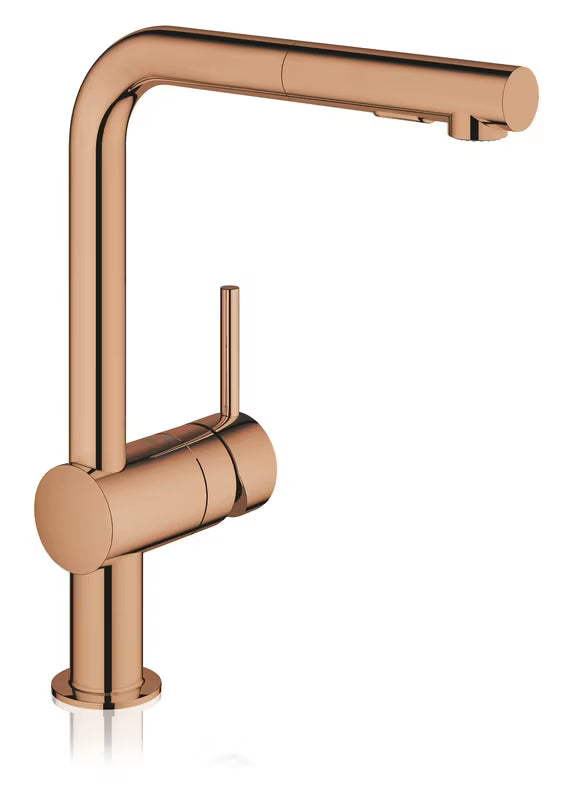 Grohe Minta jednouchwytowa bateria kuchenna warm sunset z obrotową wylewką L i wyciąganą wylewką prysznicową