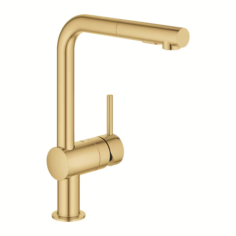 Grohe Minta jednouchwytowa bateria zlewozmywakowa z obrotową wylewką i wyciąganą podwójną wylewką prysznicową w cool sunrise brushed.
