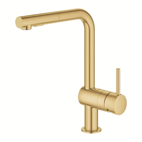 Grohe Minta jednouchwytowa bateria zlewozmywakowa z obrotową wylewką i wyciąganą podwójną wylewką prysznicową w cool sunrise brushed.
