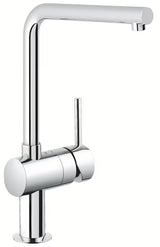 Chromowana bateria zlewozmywakowa Grohe Minta z wylewką L, obrotową wylewką i wyciąganą wylewką prysznicową