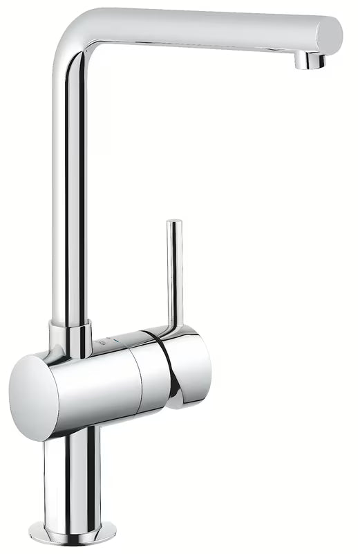 Chromowana bateria zlewozmywakowa Grohe Minta z wylewką L, obrotową wylewką i wyciąganą wylewką prysznicową