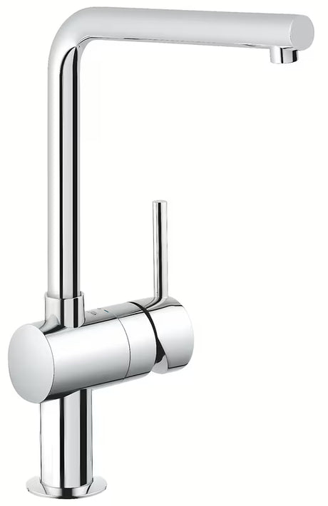 Chromowana bateria zlewozmywakowa Grohe Minta z wylewką L, obrotową wylewką i wyciąganą wylewką prysznicową