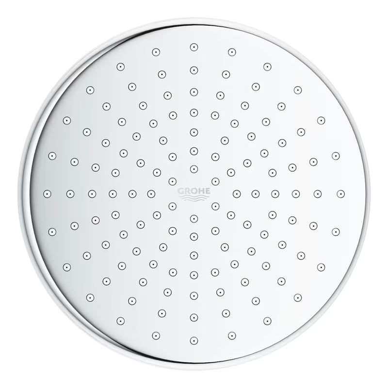 Chromowana deszczownica  Grohe New Tempesta 210 ze strumieniem Rain oraz technologiami DreamSpray i SpeedClean.