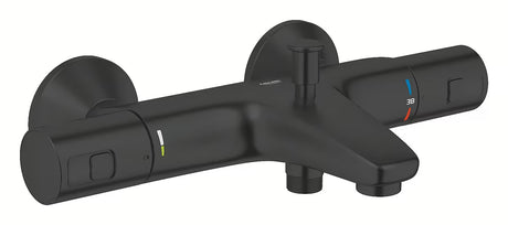 Termostatyczna ścienna bateria wannowa Grohe Precision w wykończeniu matte black z przełącznikiem wanna/prysznic