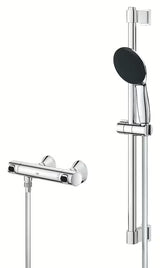 Grohe Precision Flow termostatyczna bateria prysznicowa w chromie z zestawem prysznicowym i drążkiem