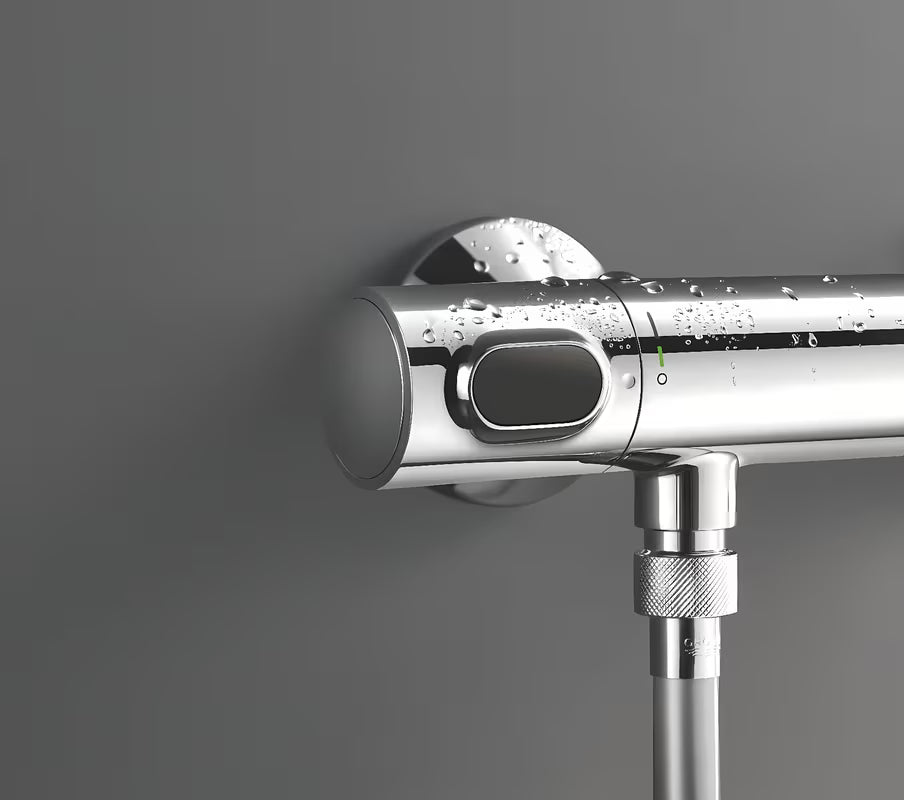 Grohe Precision Flow termostatyczna bateria prysznicowa w chromie z zestawem prysznicowym i drążkiem