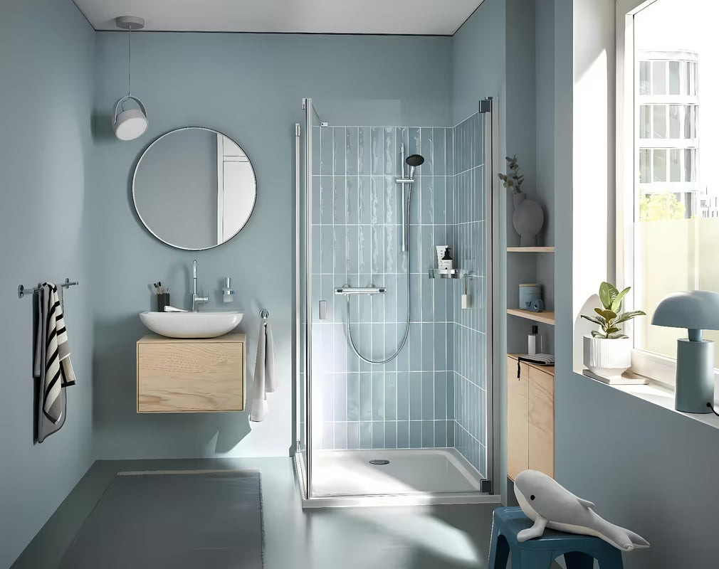 Grohe Precision Flow termostatyczna bateria prysznicowa w chromie z zestawem prysznicowym i drążkiem