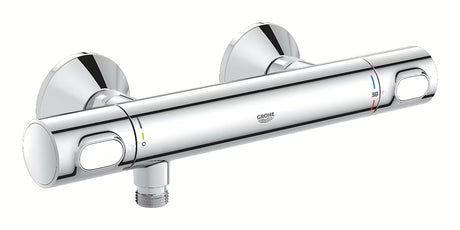 Termostatyczna ścienna bateria prysznicowa Grohe Precision Flow w wykończeniu chrom z funkcjami SafeStop i EcoJoy