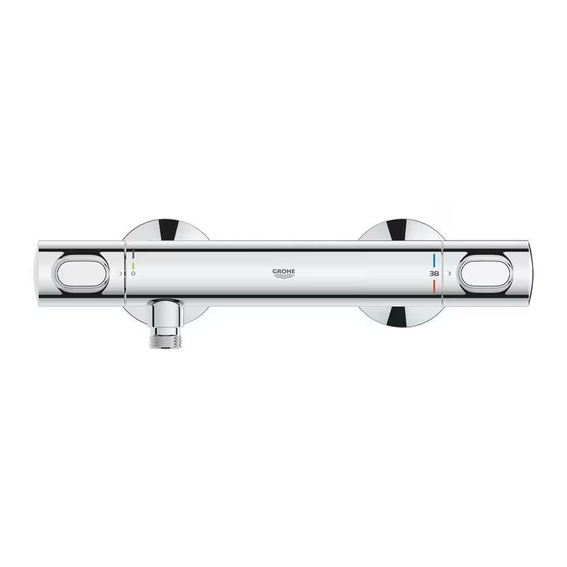 Termostatyczna ścienna bateria prysznicowa Grohe Precision Flow w wykończeniu chrom z funkcjami SafeStop i EcoJoy