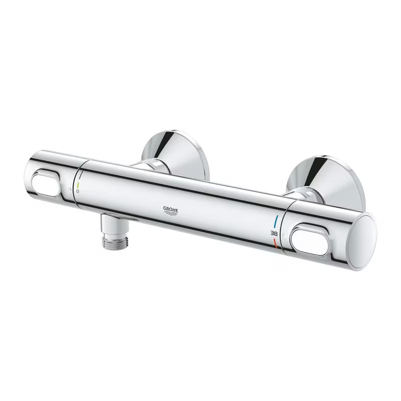 Termostatyczna ścienna bateria prysznicowa Grohe Precision Flow w wykończeniu chrom z funkcjami SafeStop i EcoJoy