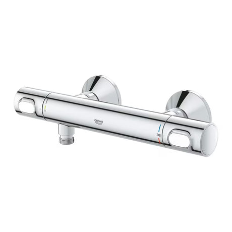 Termostatyczna ścienna bateria prysznicowa Grohe Precision Flow w wykończeniu chrom z funkcjami SafeStop i EcoJoy