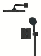 Podtynkowy system prysznicowy Grohe Precision Thermostat w matowej czerni z deszczownicą i słuchawką prysznicową