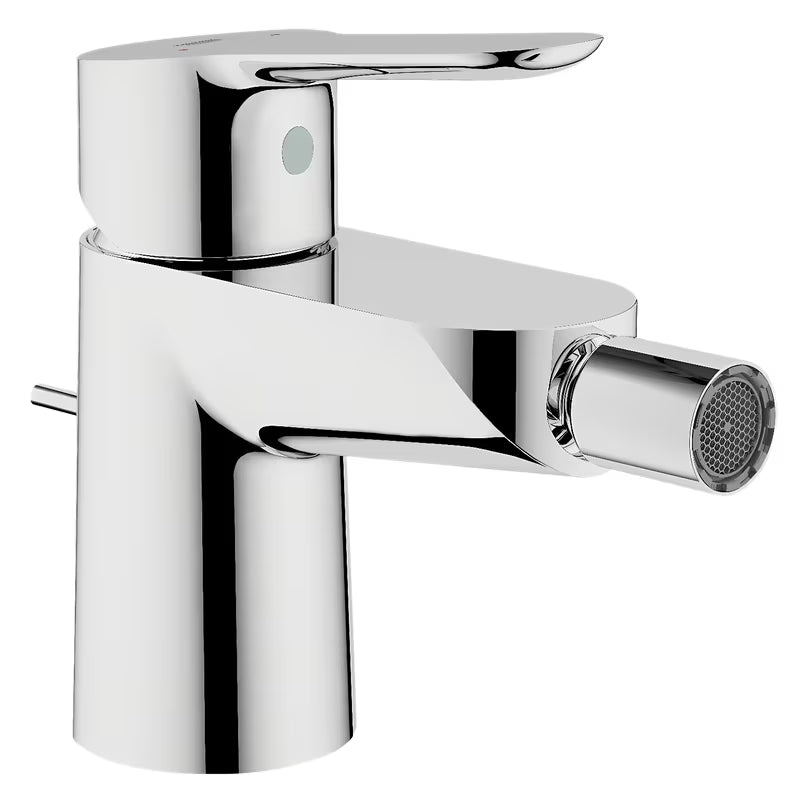 Chromowana jednouchwytowa stojąca bateria bidetowa Grohe Project z odpływem i przegubem obrotowym