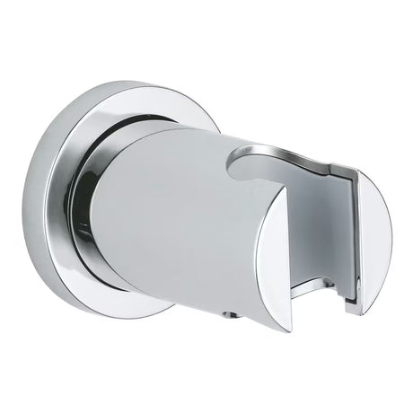 Chromowany stały ścienny uchwyt prysznicowy Grohe Rainshower z okrągłą rozetą