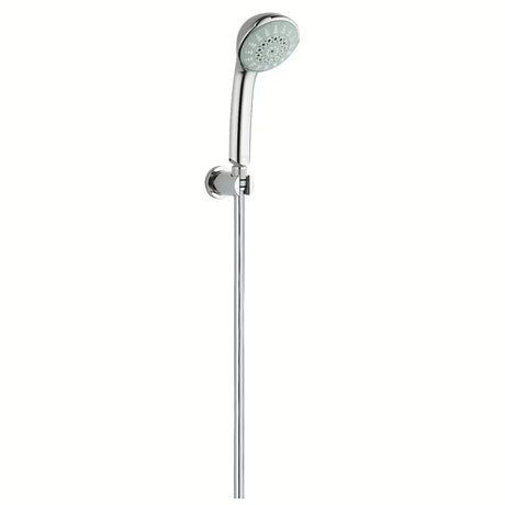 Chromowany stały ścienny uchwyt prysznicowy Grohe Rainshower z okrągłą rozetą
