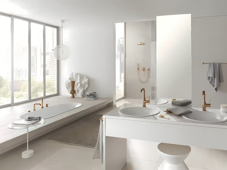 Grohe Rainshower Cosmopolitan Metal deszczownica  310 z ramieniem prysznicowym w wykończeniu brushed warm sunset