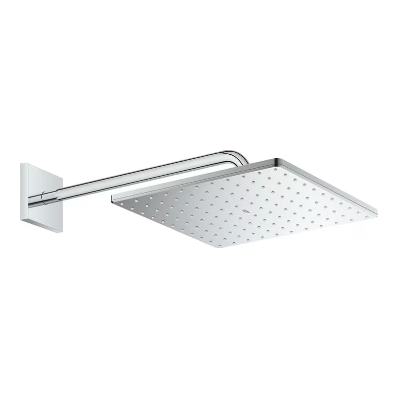 Chromowa deszczownica  Grohe Rainshower Mono Cube z ramieniem prysznicowym pro do montażu ściennego