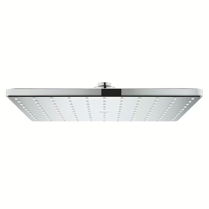 Chromowana deszczownica  Grohe Rainshower 310 Mono Cube o kwadratowym kształcie i strumieniu PureRain.